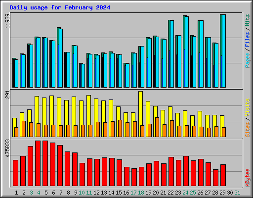 Daily usage for February 2024