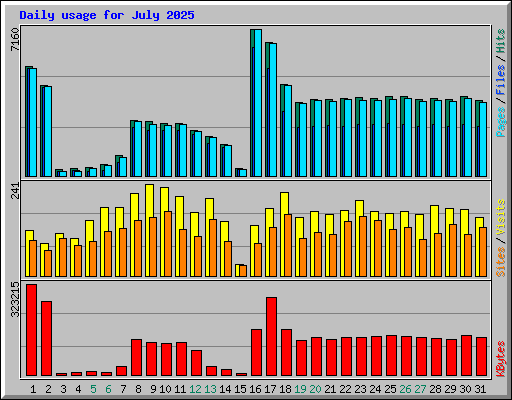 Daily usage for July 2025