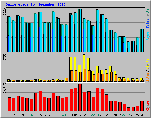 Daily usage for December 2025